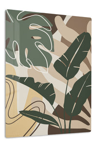 Earthy Tropical Leaves premium metal wall art – front view