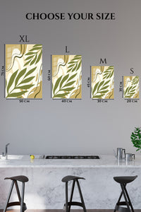 EMESA metal wall art size comparison guide for Olive Botanical Flow