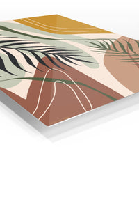 Earthy Tropical Leaves premium metal wall art – angled view