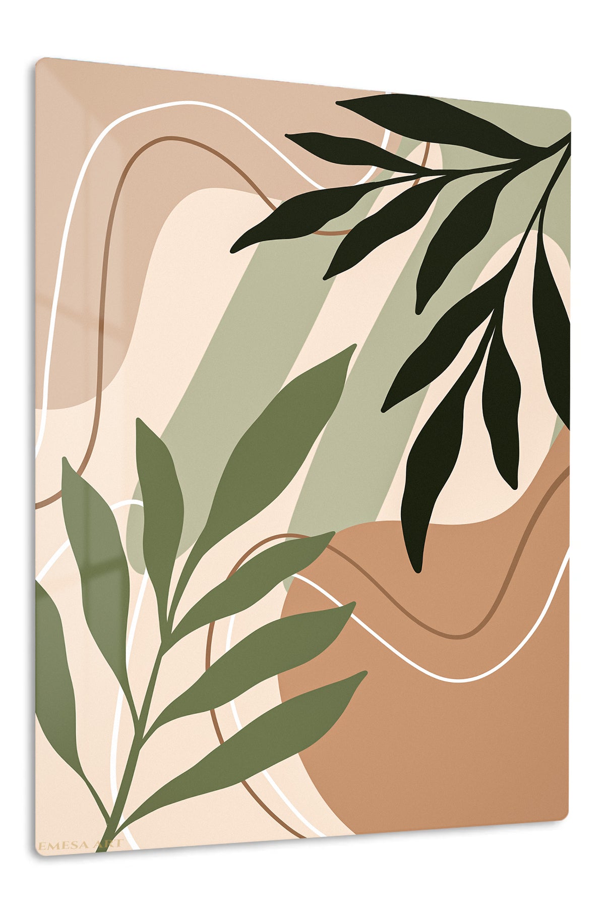 Earthtone Botanical Silhouette premium metal wall art – front view
