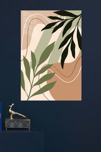 Earthtone Botanical Silhouette metal wall art displayed in a modern interior