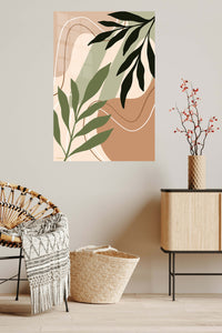 Earthtone Botanical Silhouette metal wall art displayed in a contemporary living space