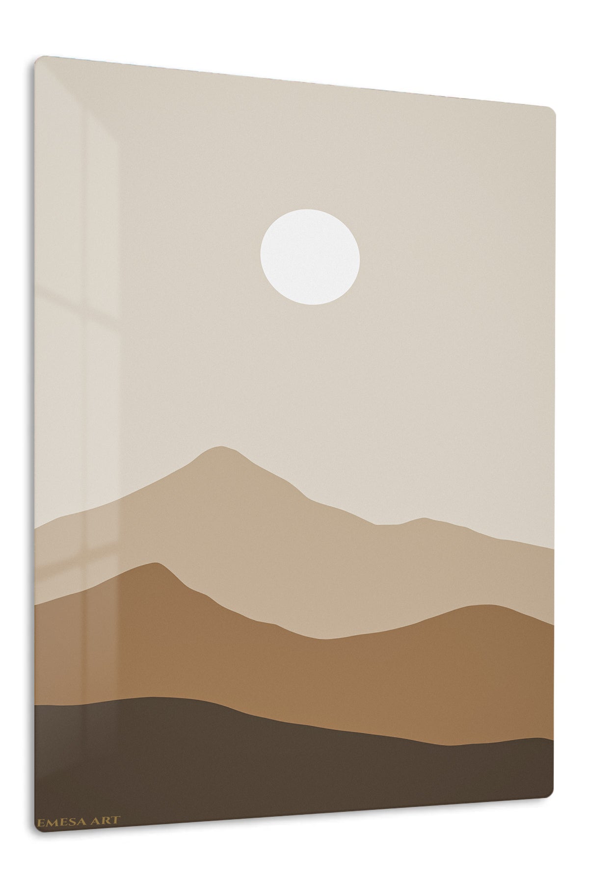 Earth Tone Mountain Sun premium metal wall art – front view