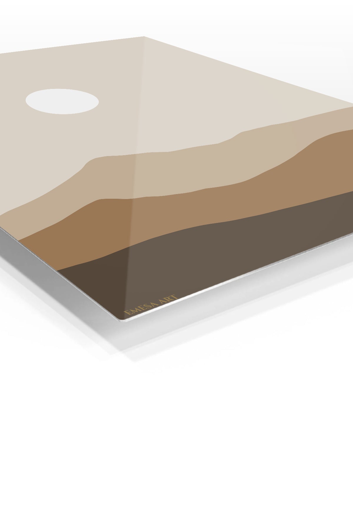 Earth Tone Mountain Sun premium metal wall art – angled view