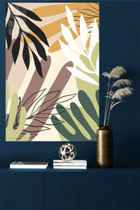 Sunlit Tropical Foliage metal wall art displayed in a modern interior