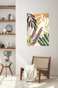 Sunlit Tropical Foliage metal wall art displayed in a contemporary living space
