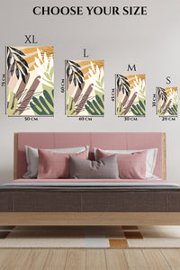 EMESA metal wall art size comparison guide for Sunlit Tropical Foliage
