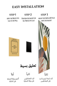 Magnetic mounting installation guide for Ochre Sun Tropical Leaves metal wall art