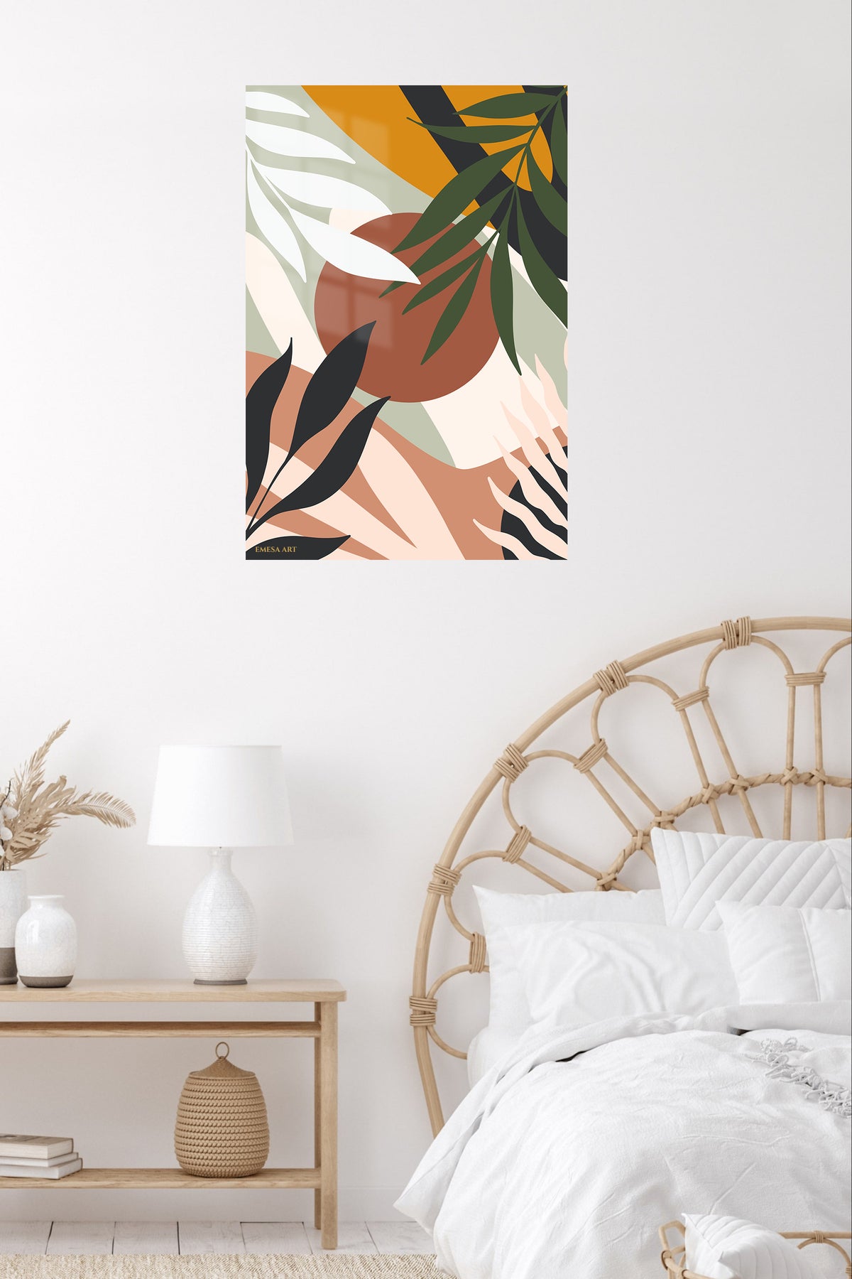 Tropical Terra Abstract metal wall art displayed in a contemporary living space