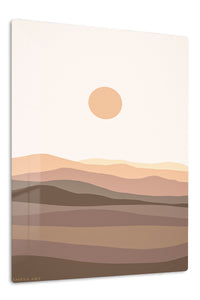 Terracotta Sun Over Layered Hills premium metal wall art – front view