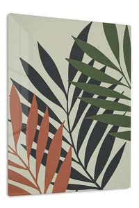 Earthy Tropical Leaf Silhouettes premium metal wall art – front view