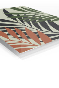 Earthy Tropical Leaf Silhouettes premium metal wall art – angled view