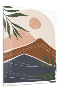 Earthy Mountain Sunscape premium metal wall art – front view