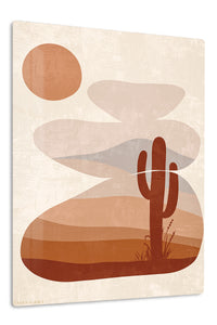 Terracotta Desert Cactus premium metal wall art – front view