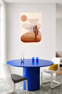 Terracotta Desert Cactus metal wall art displayed in a contemporary living space