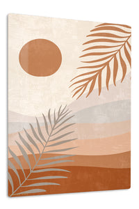 Terracotta Sun and Palm Fronds premium metal wall art – front view