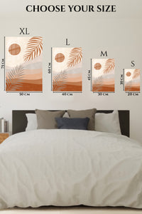 EMESA metal wall art size comparison guide for Terracotta Sun and Palm Fronds