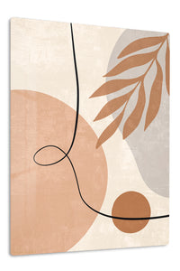 Terracotta Leaf Line Abstract premium metal wall art – front view