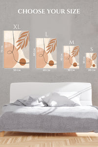 EMESA metal wall art size comparison guide for Terracotta Leaf Line Abstract