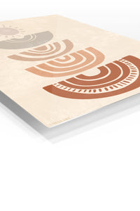 Earthy Sun Arc Composition premium metal wall art – angled view
