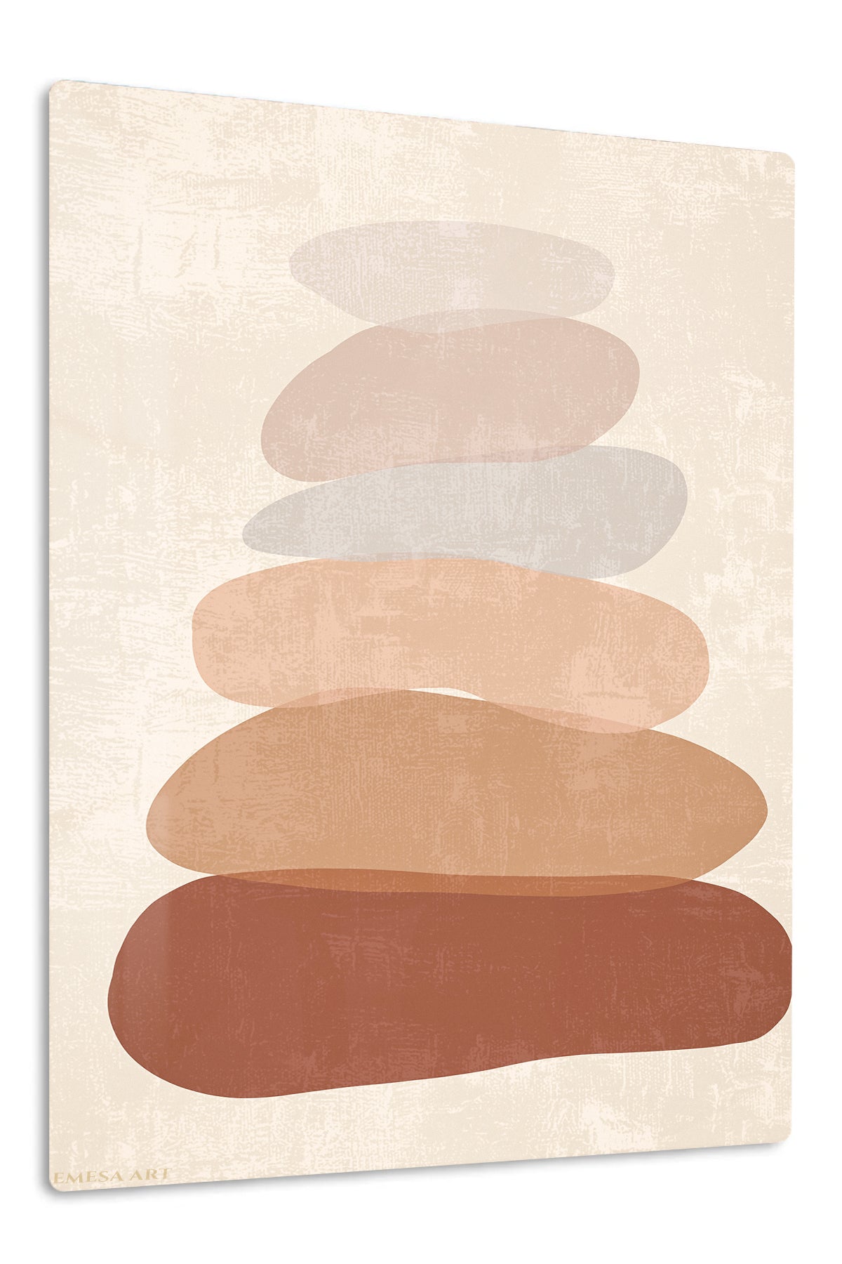 Earth Tone Stone Stack premium metal wall art – front view