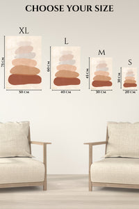 EMESA metal wall art size comparison guide for Earth Tone Stone Stack