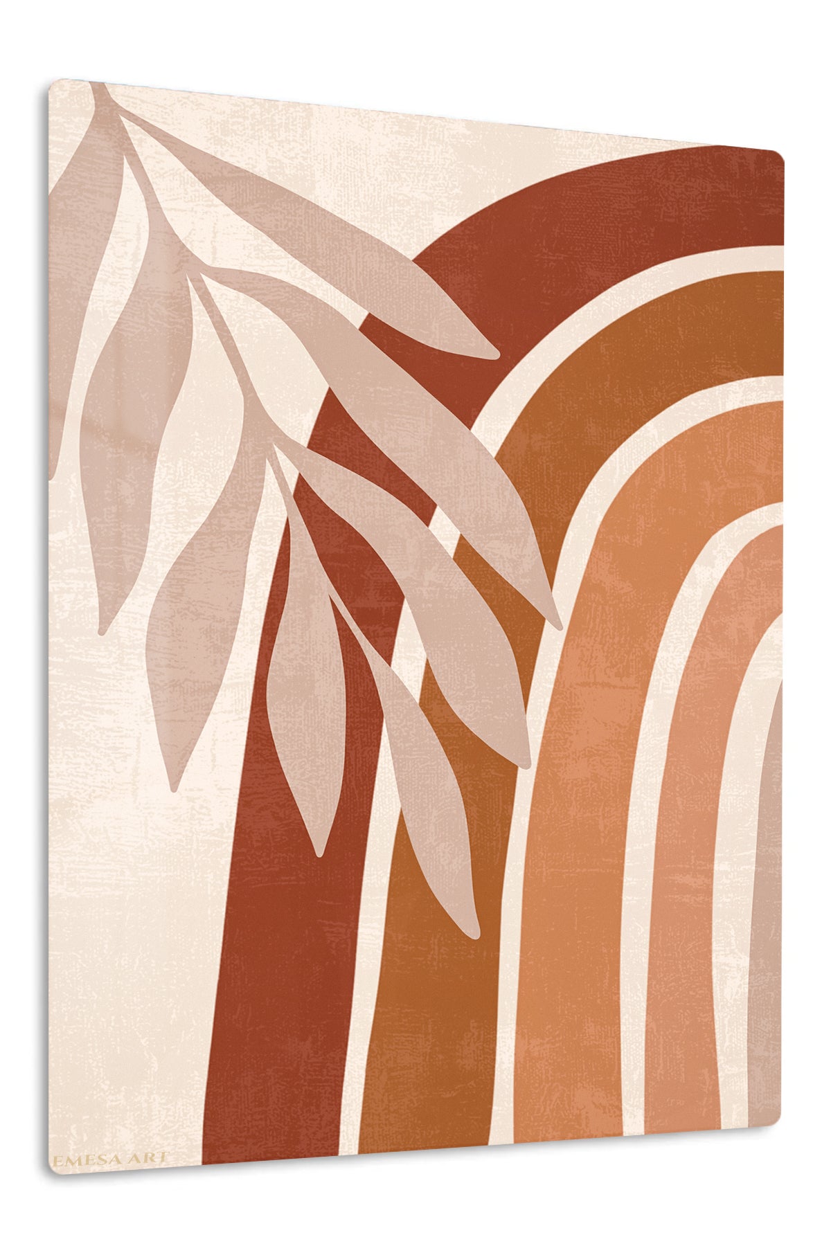 Terracotta Palm Arches premium metal wall art – front view