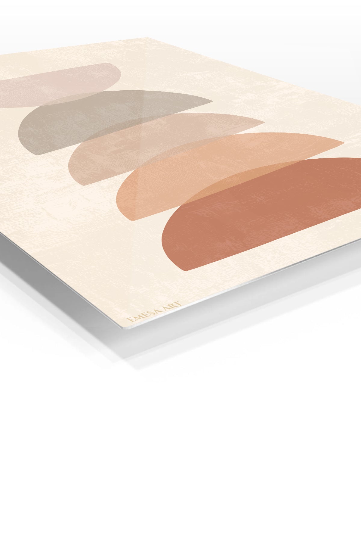 Earthy Stacked Arches premium metal wall art – angled view