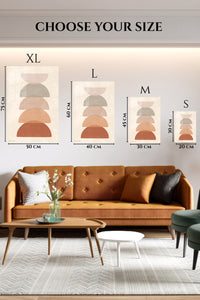 EMESA metal wall art size comparison guide for Earthy Stacked Arches