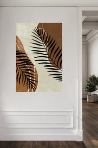 Earthy Palm Silhouettes metal wall art displayed in a contemporary living space