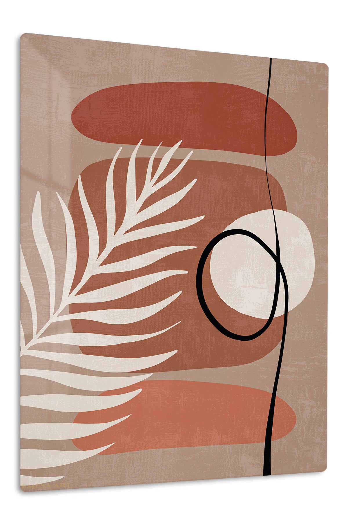 Terracotta Palm Abstraction premium metal wall art – front view