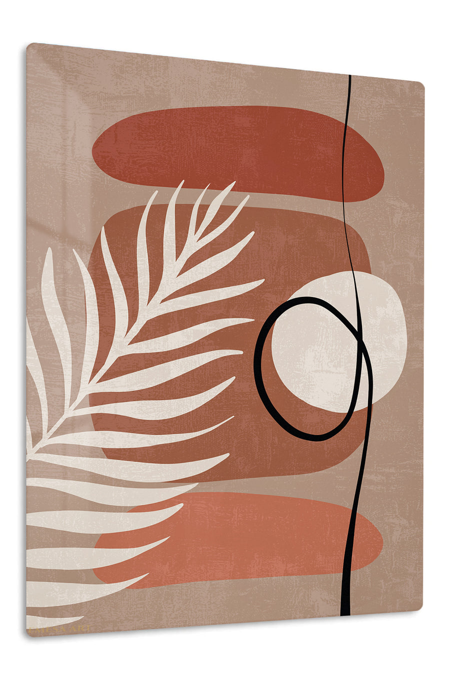 Terracotta Palm Abstraction premium metal wall art – front view