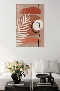 Terracotta Palm Abstraction metal wall art displayed in a contemporary living space