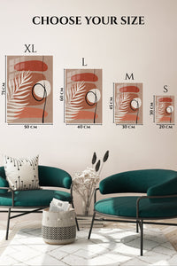 EMESA metal wall art size comparison guide for Terracotta Palm Abstraction
