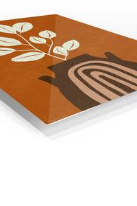 Terracotta Vase Leaf Silhouette premium metal wall art – angled view