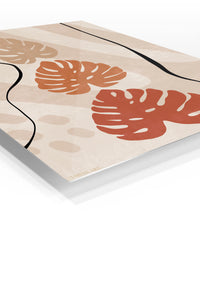 Terracotta Monstera Silhouettes premium metal wall art – angled view