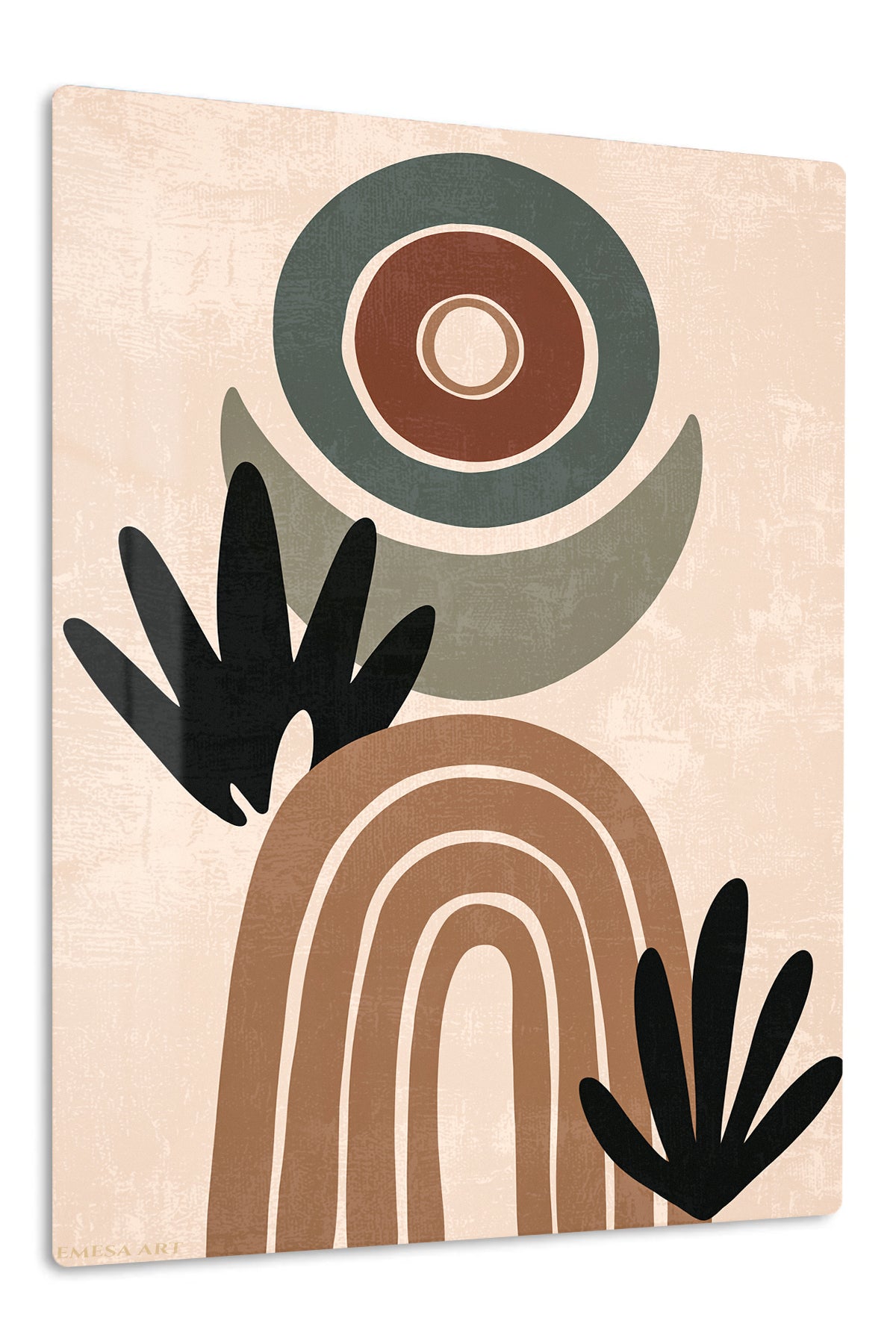 Earthy Abstract Botanicals premium metal wall art – front view