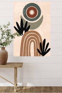 Earthy Abstract Botanicals metal wall art displayed in a modern interior