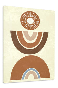Earthy Sun and Rainbow Arches premium metal wall art – front view