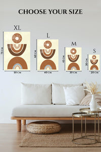 EMESA metal wall art size comparison guide for Earthy Sun and Rainbow Arches