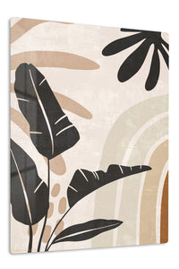 Earthy Tropical Leaf Arches premium metal wall art – front view