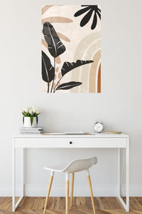 Earthy Tropical Leaf Arches metal wall art displayed in a contemporary living space