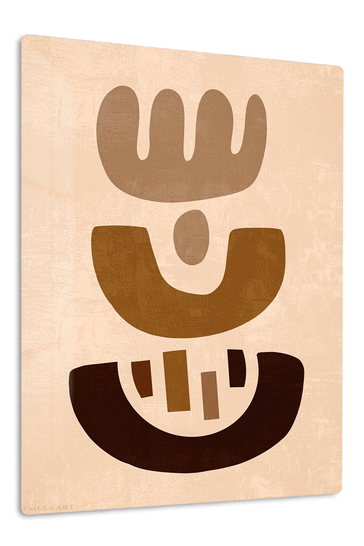 Earthy Abstract Totems premium metal wall art – front view