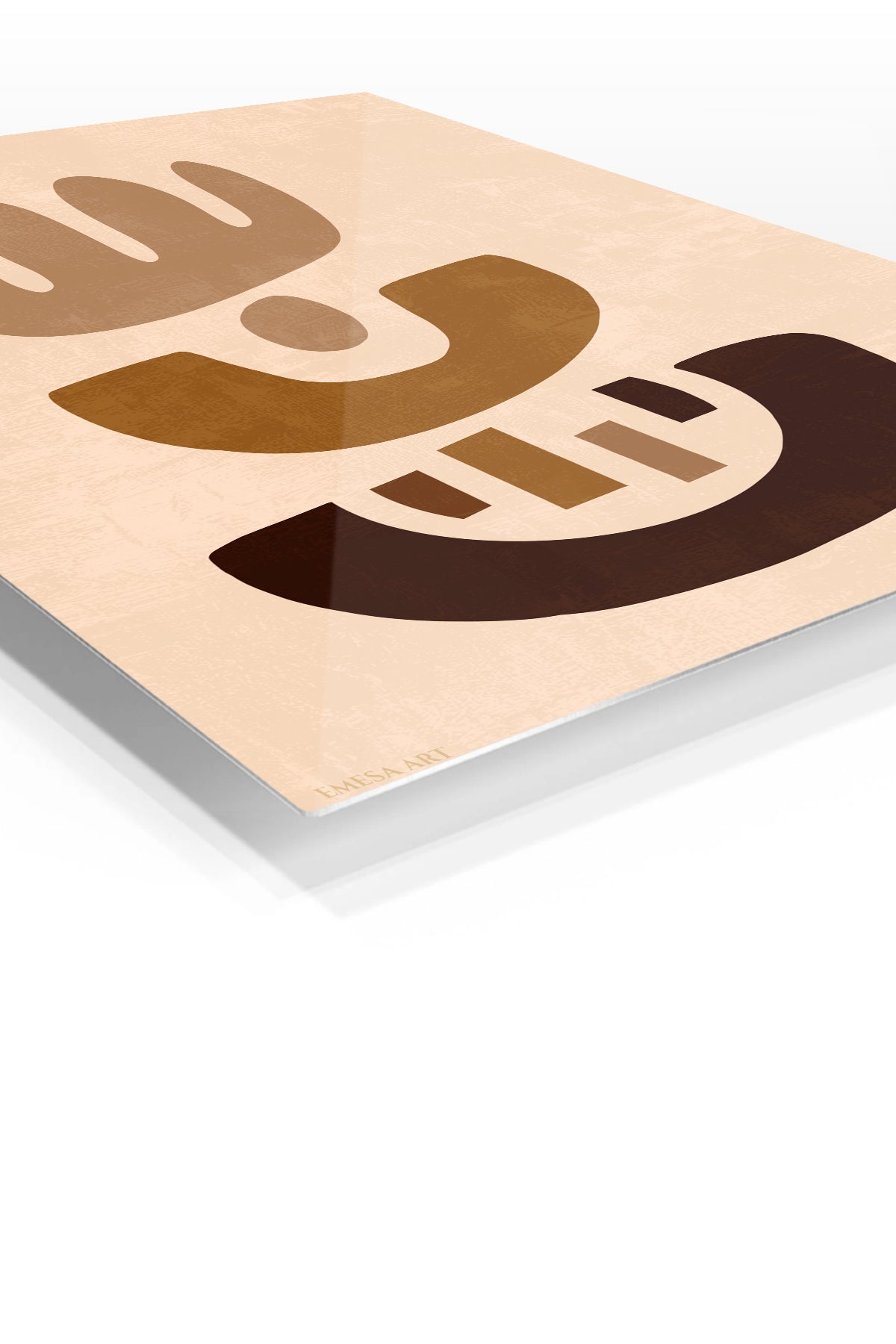 Earthy Abstract Totems premium metal wall art – angled view