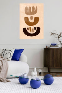 Earthy Abstract Totems metal wall art displayed in a contemporary living space