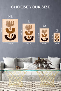 EMESA metal wall art size comparison guide for Earthy Abstract Totems
