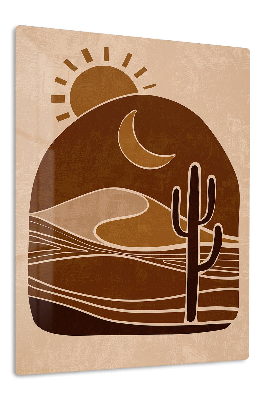 Desert Sun and Cactus premium metal wall art – front view