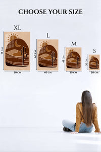 EMESA metal wall art size comparison guide for Desert Sun and Cactus