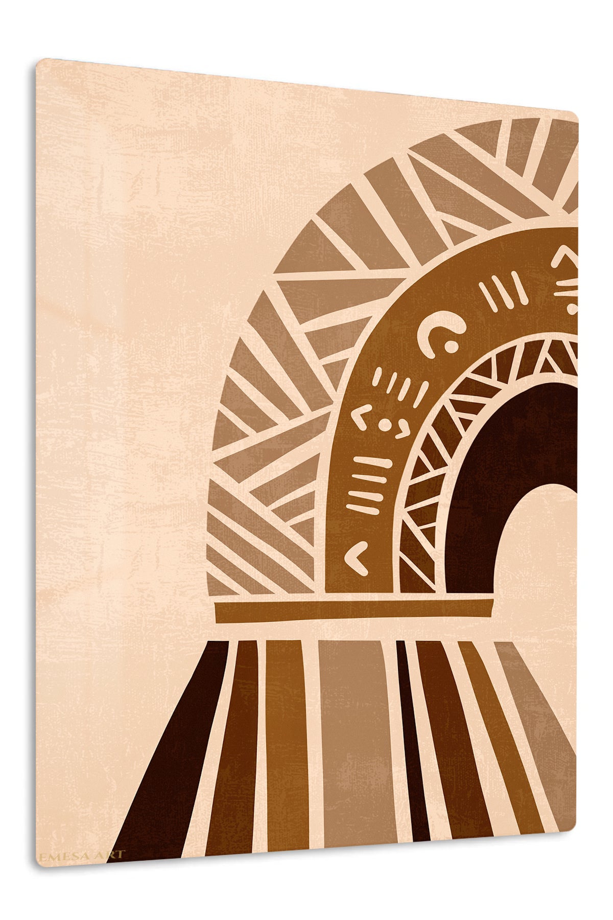 Earthtone Geometric Archway premium metal wall art – front view