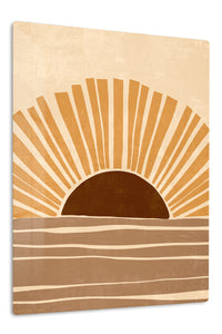 Ochre Sunrise Waves premium metal wall art – front view